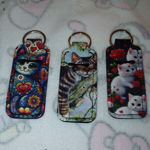 Cat Design Keychain Holder - 3 Piece Set